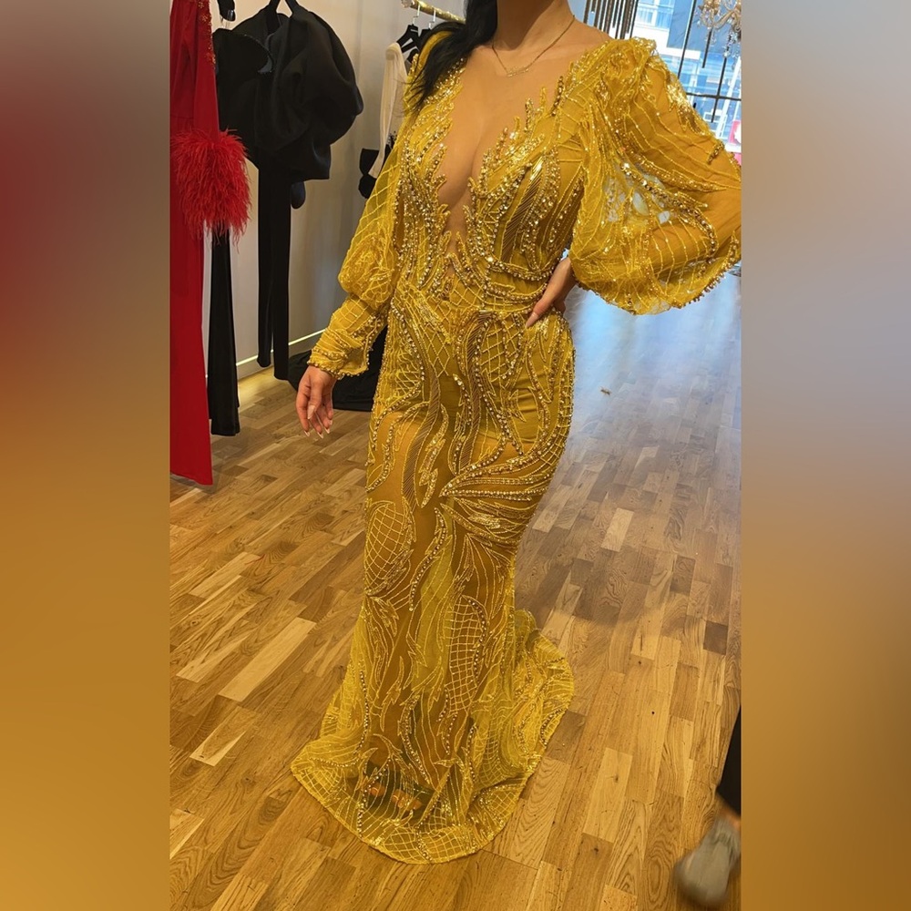 Glamorous Gold Long Sleeve Dress